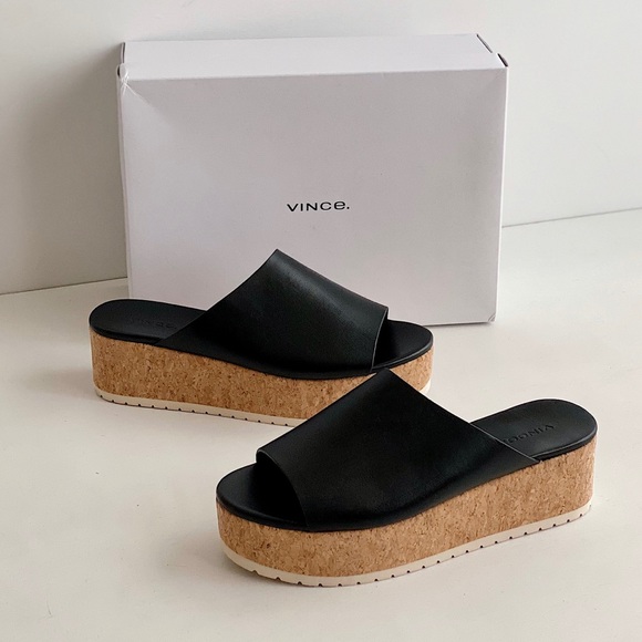 ✨New VINCE James B Leather Platform Slide Sandals 9M - Picture 10 of 10